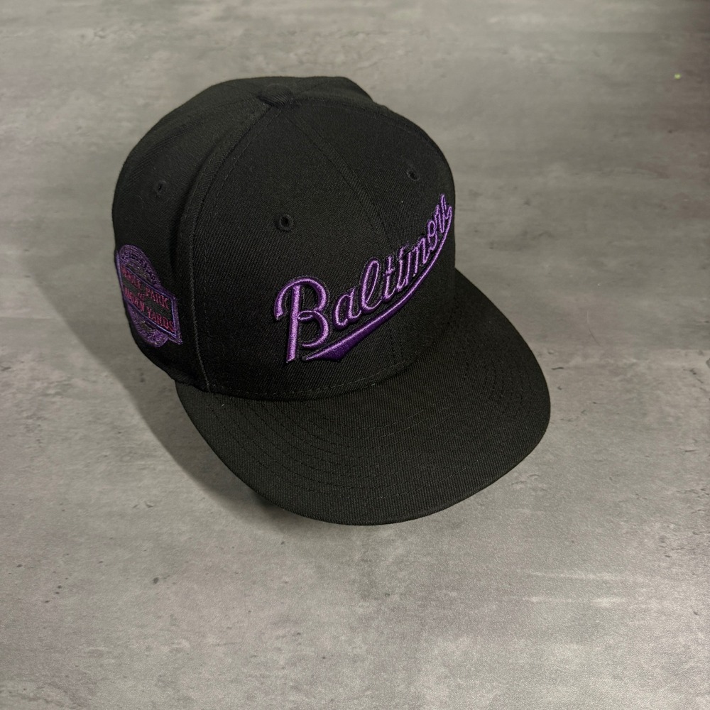 Hat Club Baltimore Orioles New Era Cap 7 1/4 Black Purple Ravens Crossover RARE